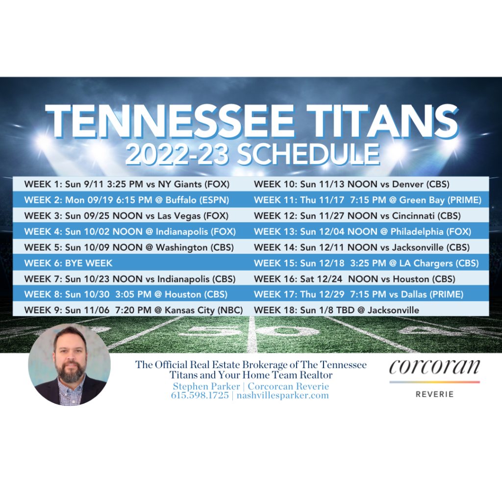 Tennessee Titans Schedule 2022